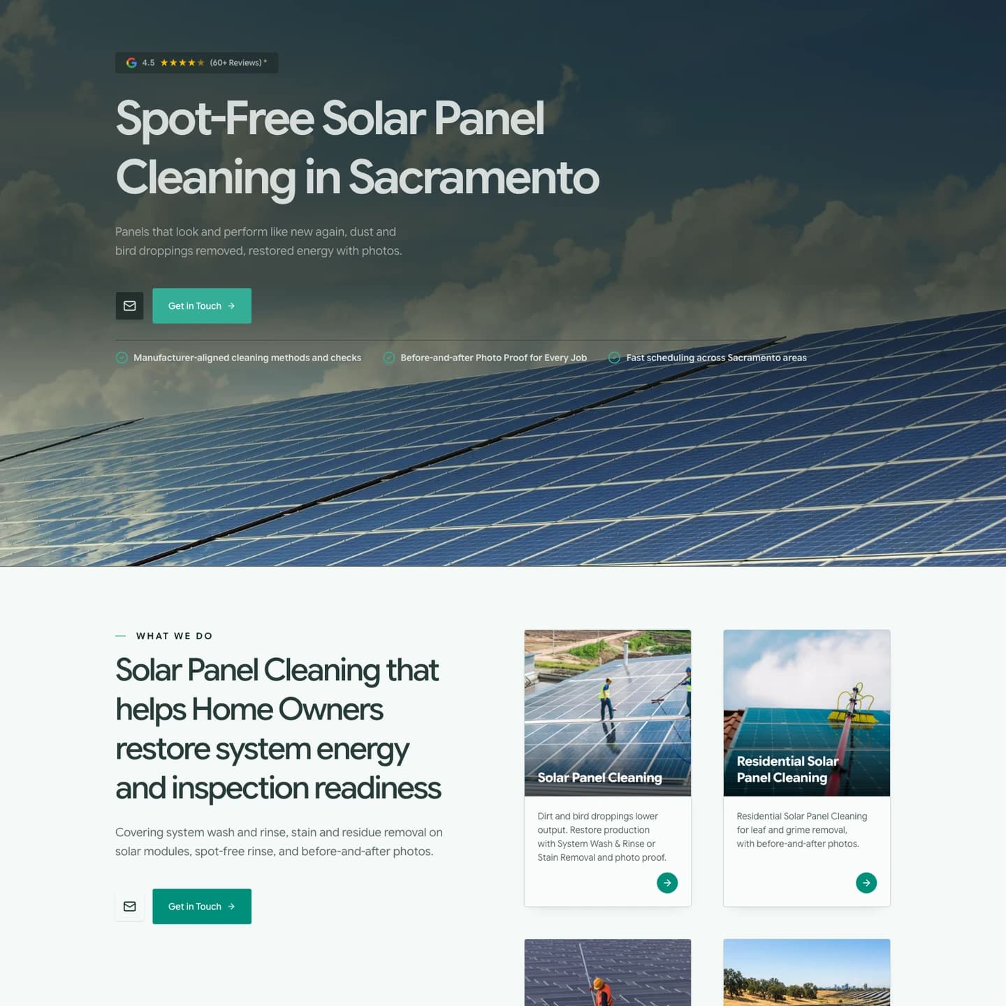 Sacramento Solar Panel Cleaning